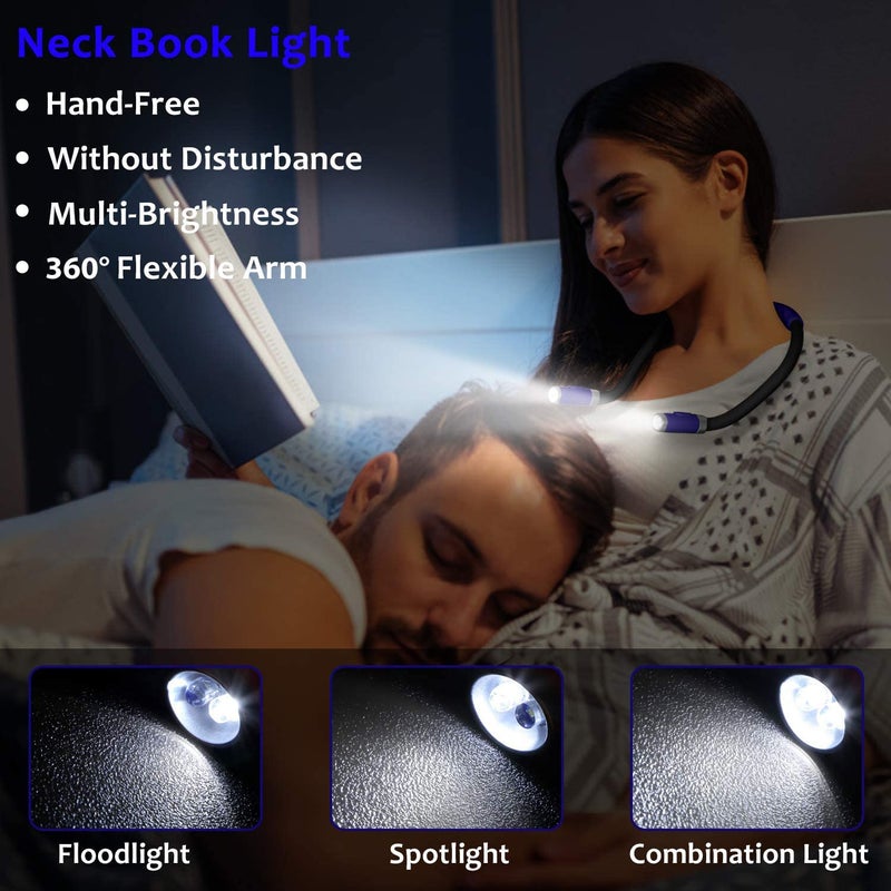 LUXJET Neck Reading Light & Book Light for Reading in Bed - Hands Free, 6 Brightness Levels, 360Â° Flexible Arms, 80-Hour Rechargeable - Reading, Knitting, Camping, Repairing - Gifts for Book Lovers - Image 2